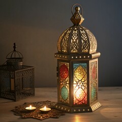 Elegant Ramadan Lanterns with Crescent Moon and Stars – Festive Islamic Decor