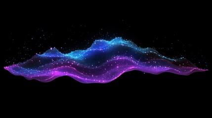 Abstract Neon Wave Of Sparkling Particles