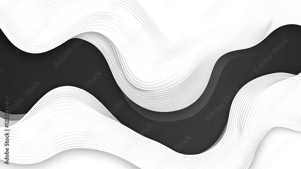 Aufkleber abstract white and black wave pattern design
