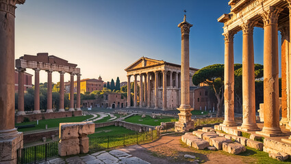 Obraz premium amazing Forum of Trajan Italy Rome, sunny day