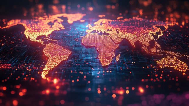 Vibrant Digital World Map Visualization Design