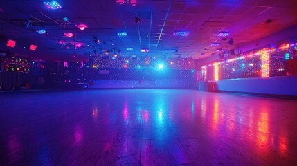 Colorful Dance Floor with Lights and Reflections in Night Club