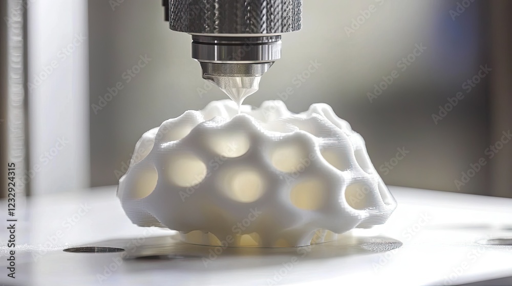 Aufkleber Three dimensional printer creating a white porous object