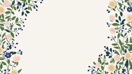 Obraz premium Floral Border Design with Soft Colors and Delicate Leaves