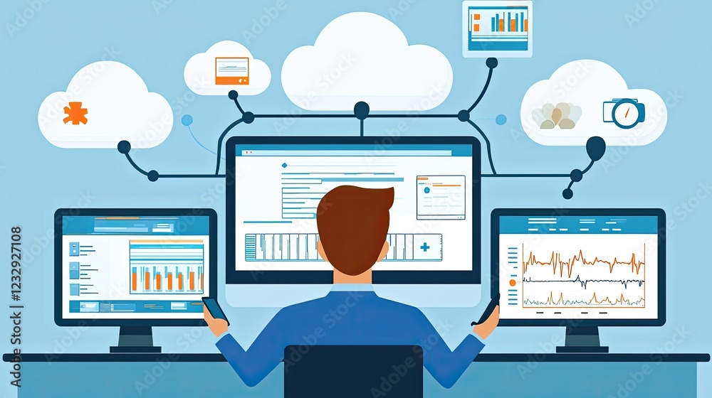 Poster Man Monitoring Data Across Multiple Cloud Connected Devices