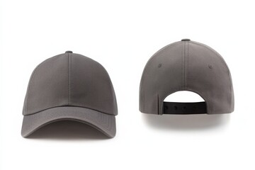 Stylish gray cap showing front and back views for modern casual wear