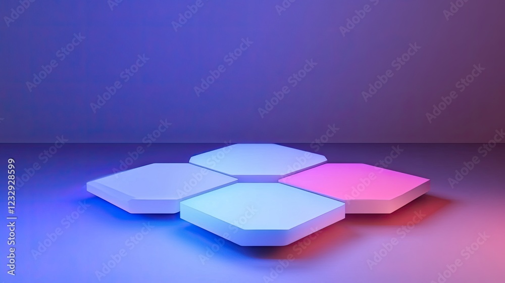 Aufkleber Illuminated Hexagonal Platforms Abstract Display
