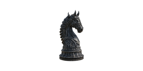 Knight chess piece with intricate design isolated on transparent background