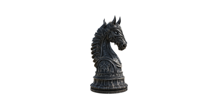 Knight chess piece with intricate design isolated on transparent background