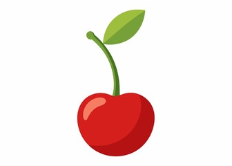 red cherry with leaf vector illustration
