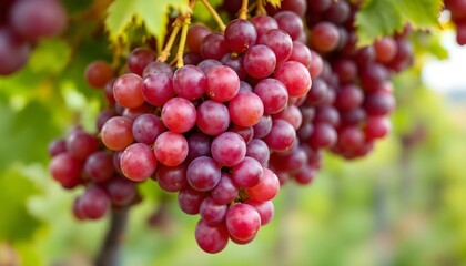 Macro shot of plump grape bunches