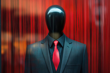 Business man costume with red tie in clothing store