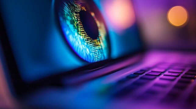 SEO optimization depicted with PHP syntax highlighting, writing functional code on a laptop.