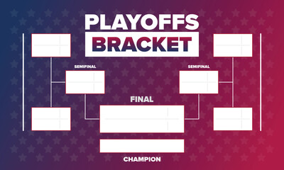 Naklejka premium Playoffs bracket. Playoffs grid. Sport tournament bracket. Game and competition schedule. Season final. Team and players. Championship winner. Match score. Vector poster