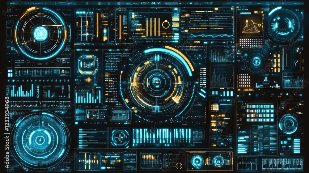 Poster Futuristic Technology Interface Display Showing Data