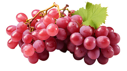 Fototapeta premium Red Grapes Bunch Juicy Summer Fruit, Organic and Vitamin-Rich for Healthy Eating, isolated on transparent background.