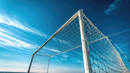 Soccer goal under a clear blue sky