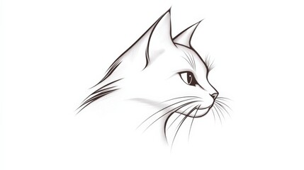 elegant line drawing of a cat's profile