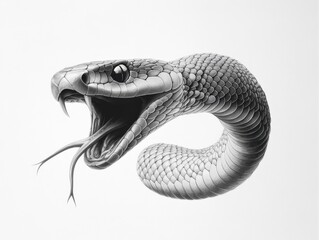 Striking black mamba snake with open mouth