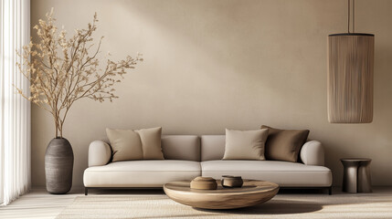 Living room in Japandi decor
