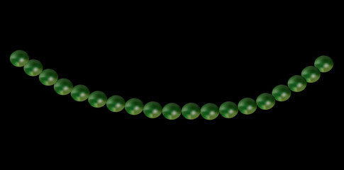 Stunning Pearl Necklace On Black Background, Vintage Jewelry Beads Garland Vector Illustration.	