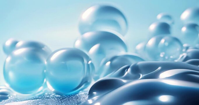 abstract background soft blue gradient glass spheres chrome liquid modern futuristic design