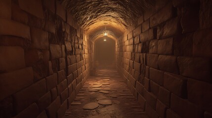 Mysterious Stone Tunnel Leads Deeper Into the Unseen Dark World With Dim Lights