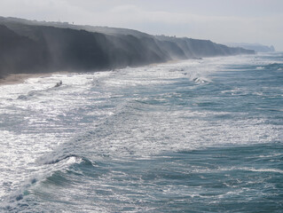 waves crashing on the rocks