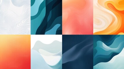 Fototapeta premium Abstract fluid shapes and lines background set.
