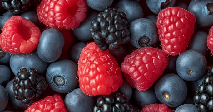 close-up berries raspberries blueberries artistic pattern intricate details soft lighting texture