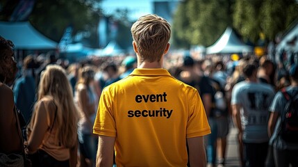 Event Security Officer Stands Among Crowd