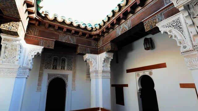 Internal yard in the traditional Riyad house in Marakkesh Morocco