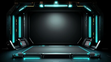 Obraz premium Futuristic Sci Fi Spaceship Interior Room Design