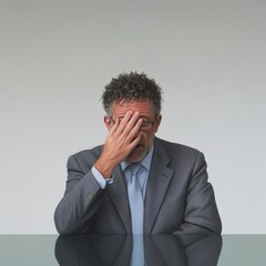 stressed businessman with head in hand