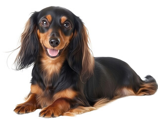 Fototapeta premium Long-Haired Dachshund isolated