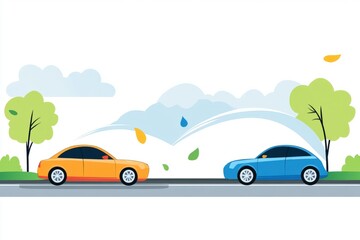 Fototapeta premium Illustration of two cars on the road, representing traffic, driving, and transportation concepts