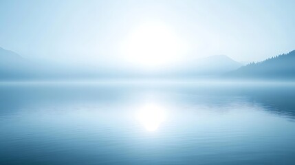 Fototapeta premium Serene Misty Lake Sunrise Mountainscape
