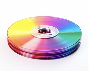 Colorful CD DVD Disc for Storage and Data Transfer on White Background