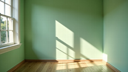 Fototapeta premium Contemporary Room with Neutral Walls, Hardwood Flooring, and Sunlight Filling the Room