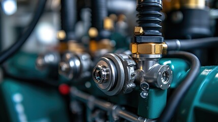Closeup of Industrial Machine Valves and Piping