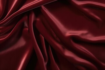 Obraz premium Crumpled Claret Velvet Textile Closeup. Detailed Textured Background of Red Velvet Fabric