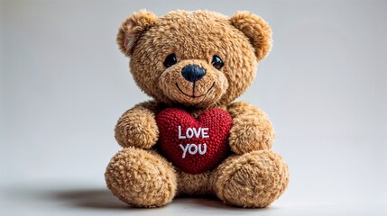 Obraz premium Classic Valentine’s Teddy Bear with a Red Love Heart