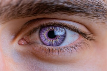 Obraz premium Detailed close-up of a mana??s soft violet eye, showcasing intricate textures in the iris and subtle reflections, captured in