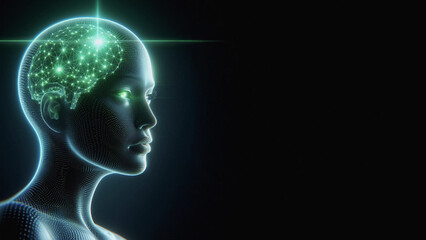 Obraz premium Human and Robot Integration in the Cyber Future: Exploring Transhumanism and AI black background