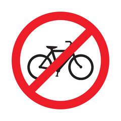 No bicycle allowed symbol vector ilustration on white background. Not allow bicycle sign. No Bicycles prohibited Traffic Sign The red circle prohibiting sing.