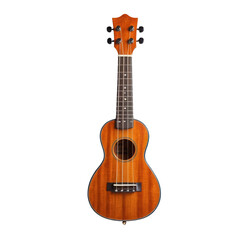 Obraz premium Ukulele wood instrument front view isolated on white background isolated transparent background cutout