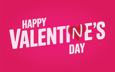 Happy Valentine's Day Typography with Heart on Light Pink Background – Romantic Vector Design