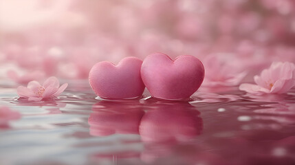 Fototapeta premium Attributes of lovers. Hearts, flowers, candles.
