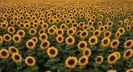 Stunning Sunflower Field Aerial View Bright Yellow Blooms