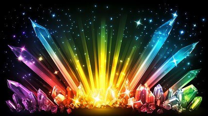 Fototapeta premium Rainbow Crystals Radiate Bright Light and Sparkle